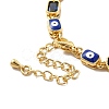 Enamel Evil Eye & Cubic Zirconia Rectangle Link Chain Bracelet BJEW-C029-02G-11-4