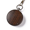 Ebony Wood Pocket Watch with Brass Curb Chain and Clips WACH-D017-A10-01AB-3