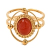 Oval Natural Carnelian Finger Rings RJEW-Q822-30G-02-2