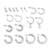 Ring & Round Rhinestone Stud Earrings EJEW-D277-09P-1
