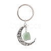 Alloy Hollow Moon Charm Keychains with Natural Gemstone Nuggets Charm KEYC-JKC00423-3