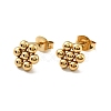 PVD Vacuum Plating 201 Stainless Steel Flower Stud Earrings with 304 Stainless Steel Pins for Women EJEW-C033-01G-1