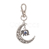 Tibetan Style Alloy Crescent Moon with Animal Pendant Decorations with Resin Evi Eye HJEW-JM00874-3