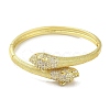 Brass Pave Clear Cubic Zirconia Leopard Hinged Bangle for Women BJEW-K246-03G-2