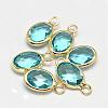 Oval Faceted Golden Tone Brass Glass Charms GLAA-O015-19G-1