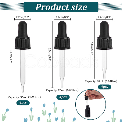 PANDAHALL ELITE 12Pcs 3 Styles Elite Glass Teardrop Set Transfer Graduated Pipette TOOL-PH0001-78-1