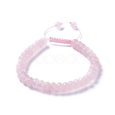 Adjustable Natural Rose Quartz Braided Bead Bracelets BJEW-F369-A13-1