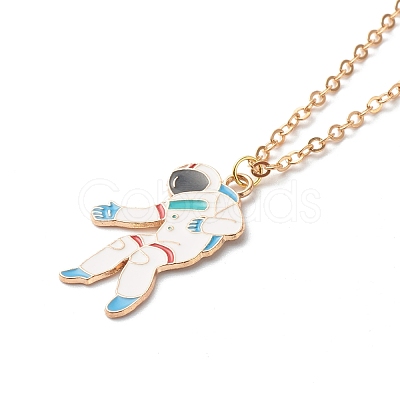 Alloy Enamel Astronaut Pendant Necklaces NJEW-JN03622-02-1