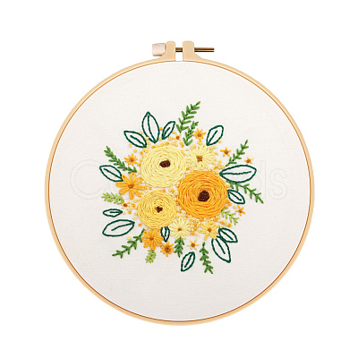 Flower Pattern Embroidery Beginner Kits DIY-WH0453-66-1