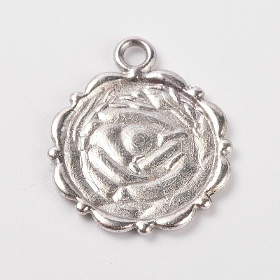 Flower Alloy Pendant Cabochon Settings and Half Round/Dome Clear Glass Cabochons DIY-X0221-AS-FF-1