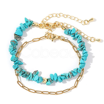 Synthetic Turquoise Beaded Bracelets Sets TW9532-1