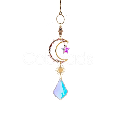 Glass Teardrop/Star Prisms Suncatchers Hanging Ornaments G-PW0004-72A-1