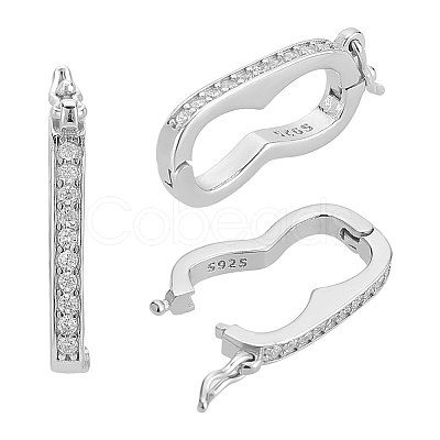 Anti-Tarnish PandaHall Elite 3Pcs Sterling Silver Cubic Zirconia Twister Clasps STER-PH0001-58-1