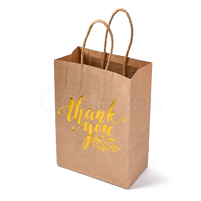 Gold Stamp Thank You Printed Paper Gift Tote Bags ABAG-Q055-03C-1