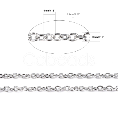 Tarnish Resistant 3.28 Feet 304 Stainless Steel Cable Chains X-CHS-R008-12-1