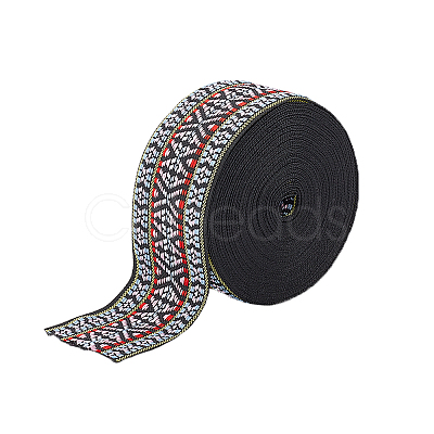 Ethnic Style Polyester Jacquard Ribbons SRIB-WH0011-065-1