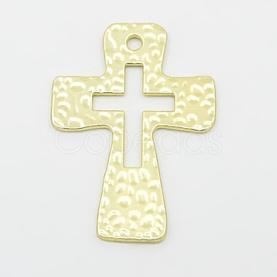 Hammered Cross Alloy Pendants PALLOY-D259-M-1