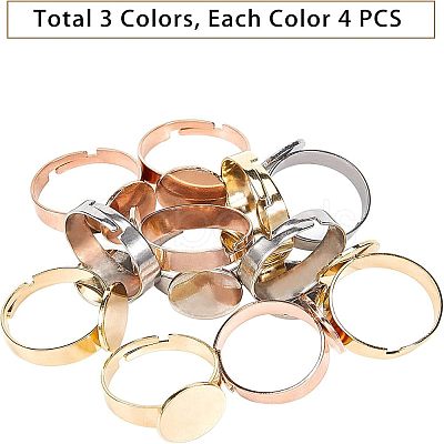 Unicraftale Adjustable 304 Stainless Steel Finger Rings Components STAS-UN0004-22-1