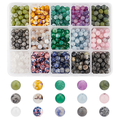 AHADERMAKER 15 Style Natural & Synthetic Mixed Gemstone Beads G-GA0001-59-1