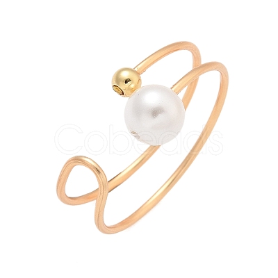 Round Shell Pearl Finger Rings RJEW-TA00160-1