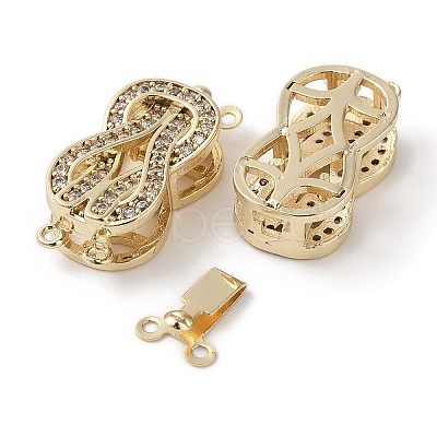 Brass Micro Pave Clear Cubic Zirconia Box Clasps KK-G491-01G-1