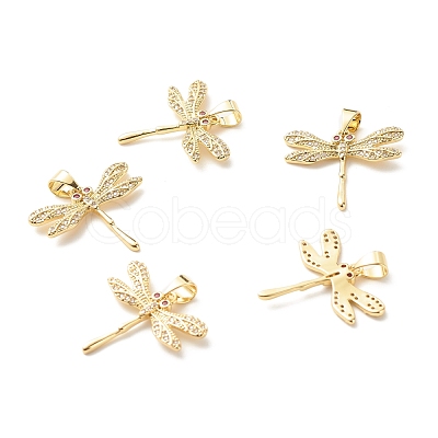 Eco-Friendly Brass Clear Micro Pave Cubic Zirconia Pendants KK-G405-01G-RS-1