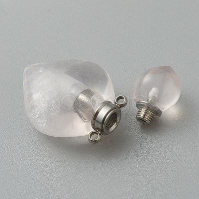 Natural Rose Quartz Pendants G-B009-25P-B-1