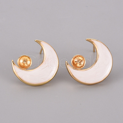 Brass Enamel Stud Earrings Findings KK-T062-115G-A-NF-1