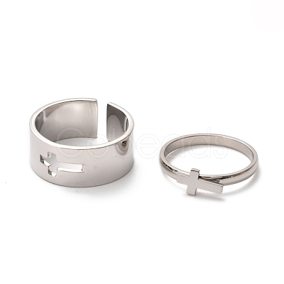 Tarnish Resistant 304 Stainless Steel Finger Rings Sets RJEW-F117-02P-1