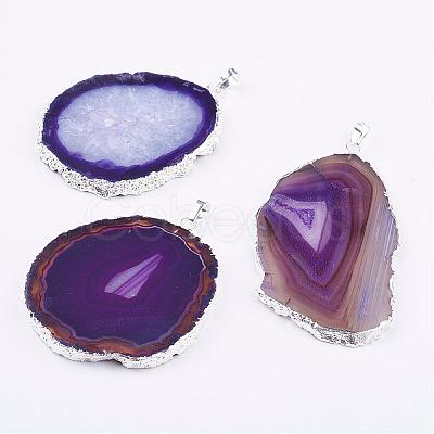 Natural Agate Big Pendants G-P305-E-S-1