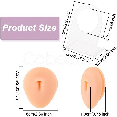 Soft Silicone Belly Button Flexible Model Body Part Displays with Acrylic Stands ODIS-WH0002-21-1