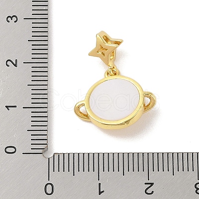 Rack Plating Brass Clear Cubic Zirconia Synthetic Shell Pendants KK-S380-13G-1