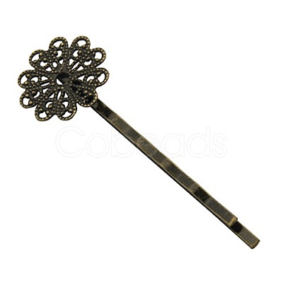 Brass Hair Bobby Pin Findings X-HJEW-H010-AB-1