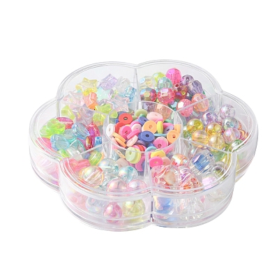 285Pcs 7 Style Mixed Style Transparent Acrylic & Handmade Polymer Clay Beads DIY-FS0004-39-1