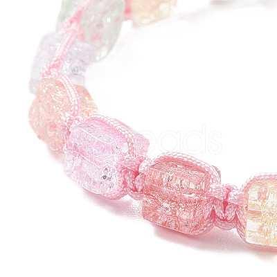 Candy Color Glass Cube Braided Bead Bracelet BJEW-JB08078-1