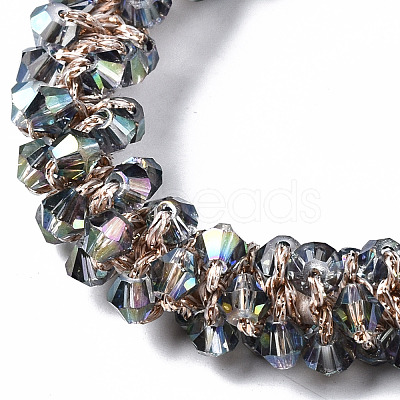 Faceted Transparent Glass Beads Stretch Bracelets BJEW-S144-001C-01-1