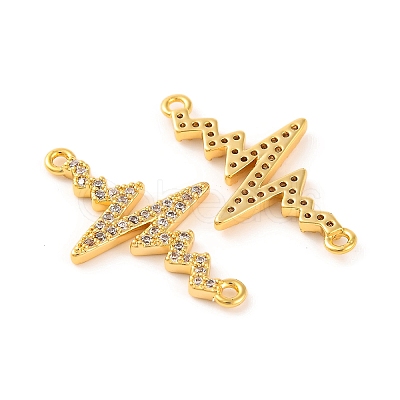 Brass Micro Pave Clear Cubic Zirconia Connector Charms KK-U017-01B-G-1