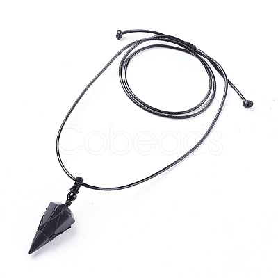 Natural Obsidian Pendants Necklaces NJEW-E140-A03-1