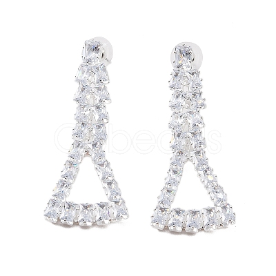 Brass Micro Pave Cubic Zirconia Stud Earrings EJEW-B046-22P-1