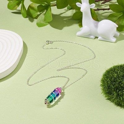 Glass Bullet Pendant Necklace NJEW-JN03879-1