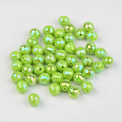 Faceted Colorful Eco-Friendly Poly Styrene Acrylic Round Beads SACR-K001-6mm-46-1