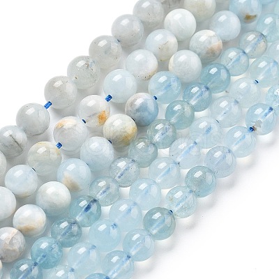 Natural Aquamarine Beads Strands G-R446-6mm-05-01-1