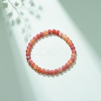 Natural Weathered Agate(Dyed) Round Beaded Stretch Bracelet BJEW-JB08363-07-1