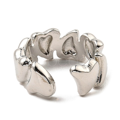 Rack Plating Brass Heart Open Cuff Rings for Women RJEW-G294-05P-1