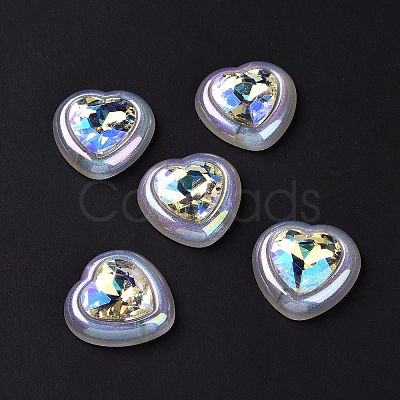 Rainbow Iridescent Plating Acrylic Cabochons OACR-E011-03-1