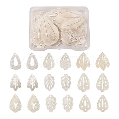 KISSITTY 18Pcs 9 Shapes Natural Capiz Shell Pendants SHEL-KS0001-01-1