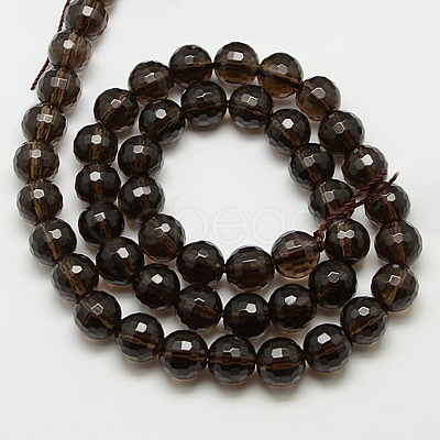 Smoky Quartz Beads Strands X-GSFR8mm176-128-1