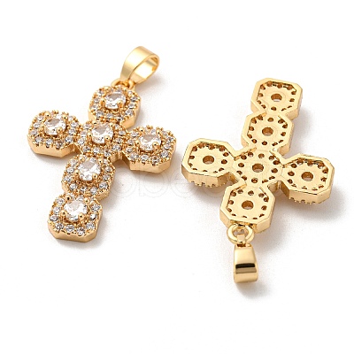 Brass Micro Pave Cubic Zirconia Pendants KK-P250-03G-1