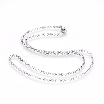 Non-Tarnish 201 Stainless Steel Rolo Chain Necklaces NJEW-F248-13A-P-1