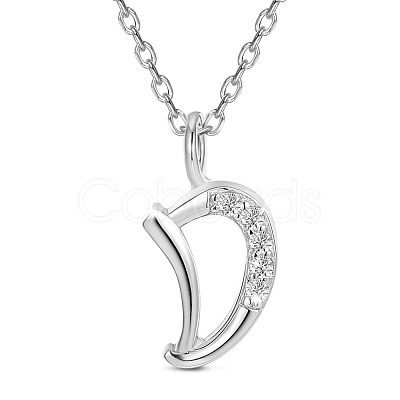 SHEGRACE Rhodium Plated 925 Sterling Silver Initial Pendant Necklaces JN900A-1